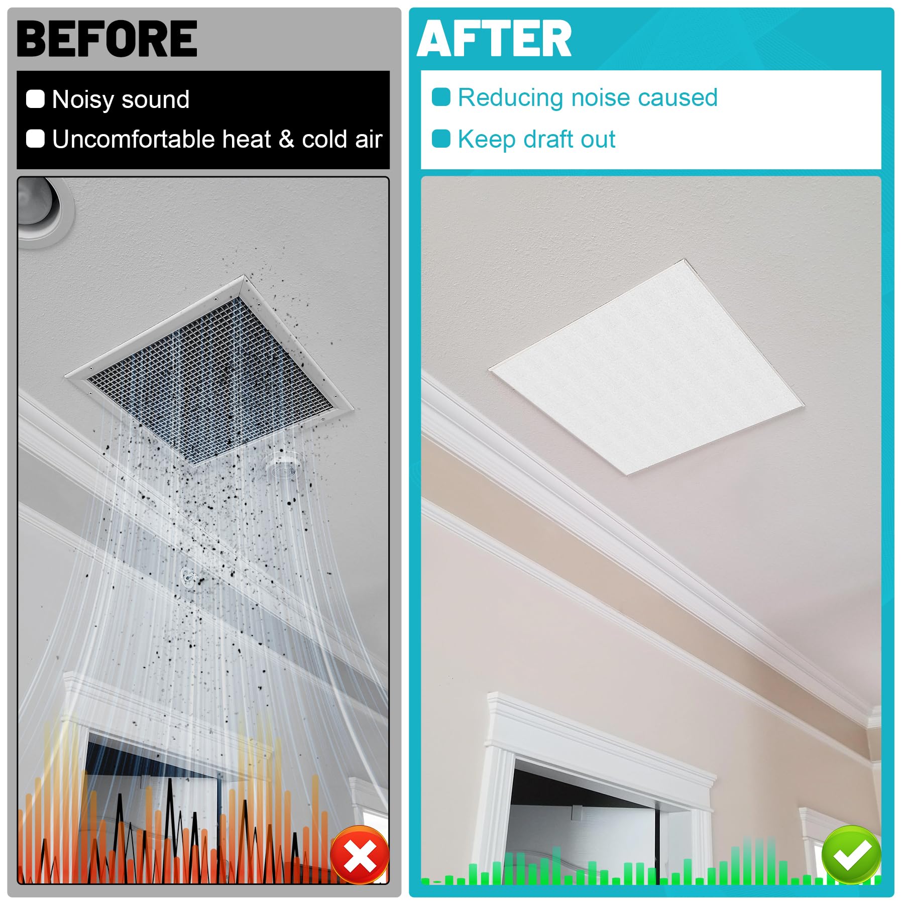 Chiligent vent cover ceiling installation blends with ceiling for a clean look.