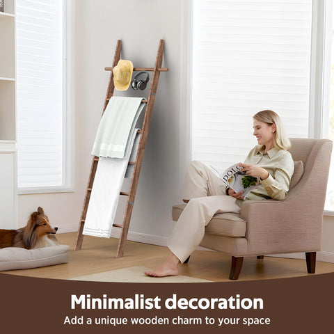 chilinii Farmhouse 6ft wooden ladder empty display, ready for seasonal decor