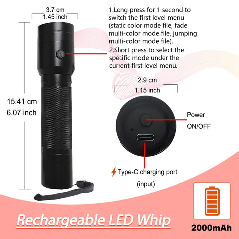 CHINLY fiber optic whip featuring 140 fibers for vibrant glow along its length.