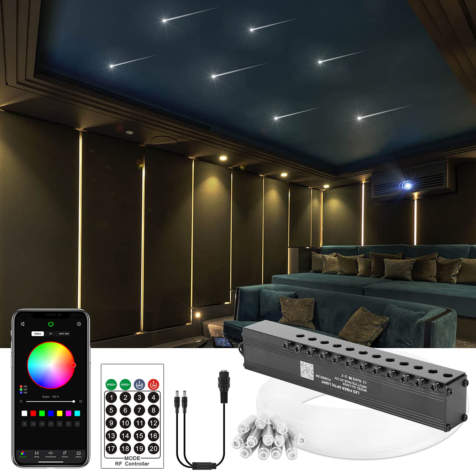 CHINLY Meteor 3W motor enabling vivid meteor shower effects for cars and home theaters.