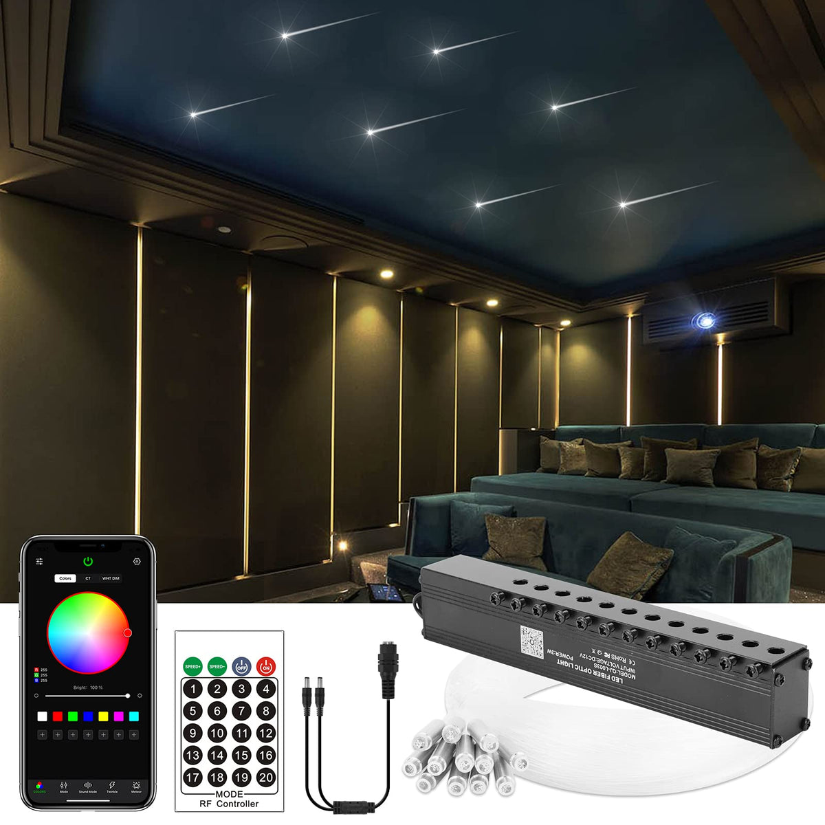 CHINLY Meteor 3W motor enabling vivid meteor shower effects for cars and home theaters.