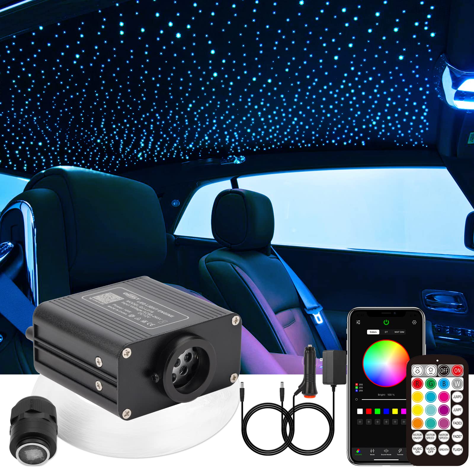 CHINLY Twinkle 650pcs fiber optics glow softly for a starry ceiling.