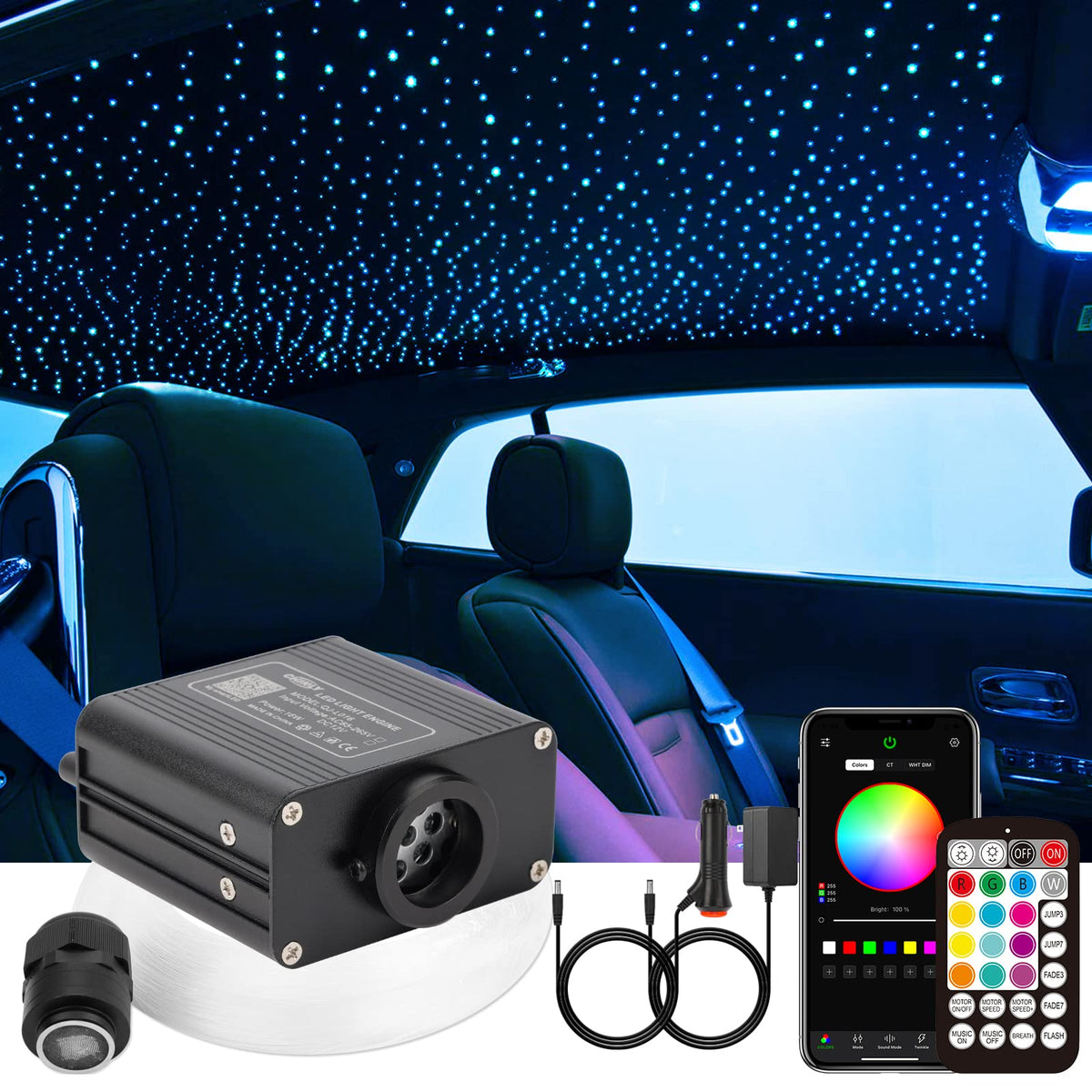 CHINLY Twinkle 650pcs fiber optics glow softly for a starry ceiling.