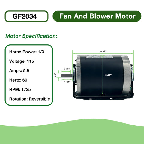 CHIOWO GF2034 blower motor side view highlighting compact profile for retrofits