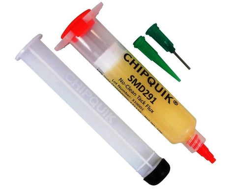 Chip Quik SMD291 Tack Flux No-Clean 10cc syringe for precise SMD removal and clean work.