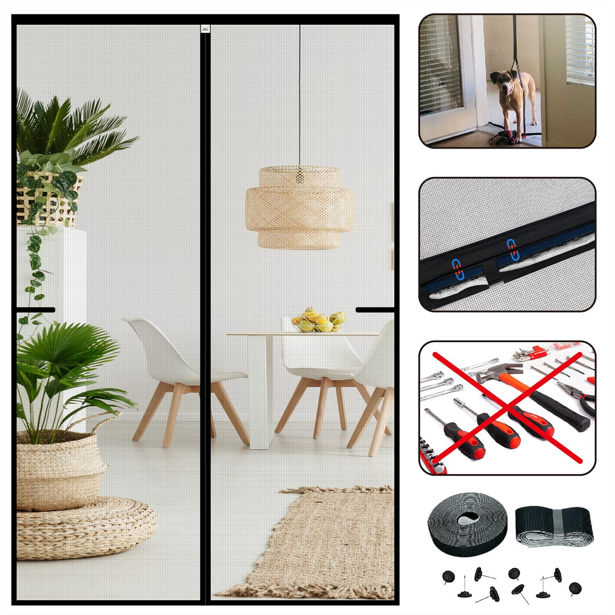 CHIYUNS screen door mesh magnetic closure full doorway view with insect protection and breezy visibility