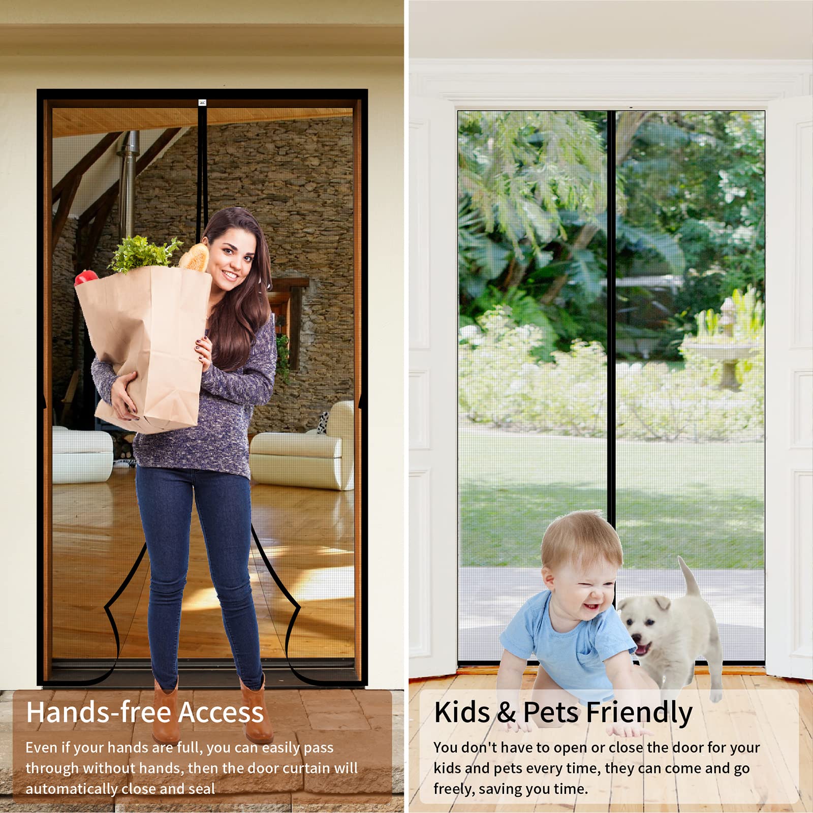 CHIYUNS screen door installed with velcro top strip demonstrates easy setup