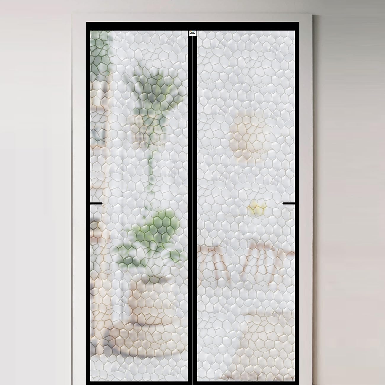 CHIYUNS magnetic curtain on a doorway provides clear view and draft reduction.