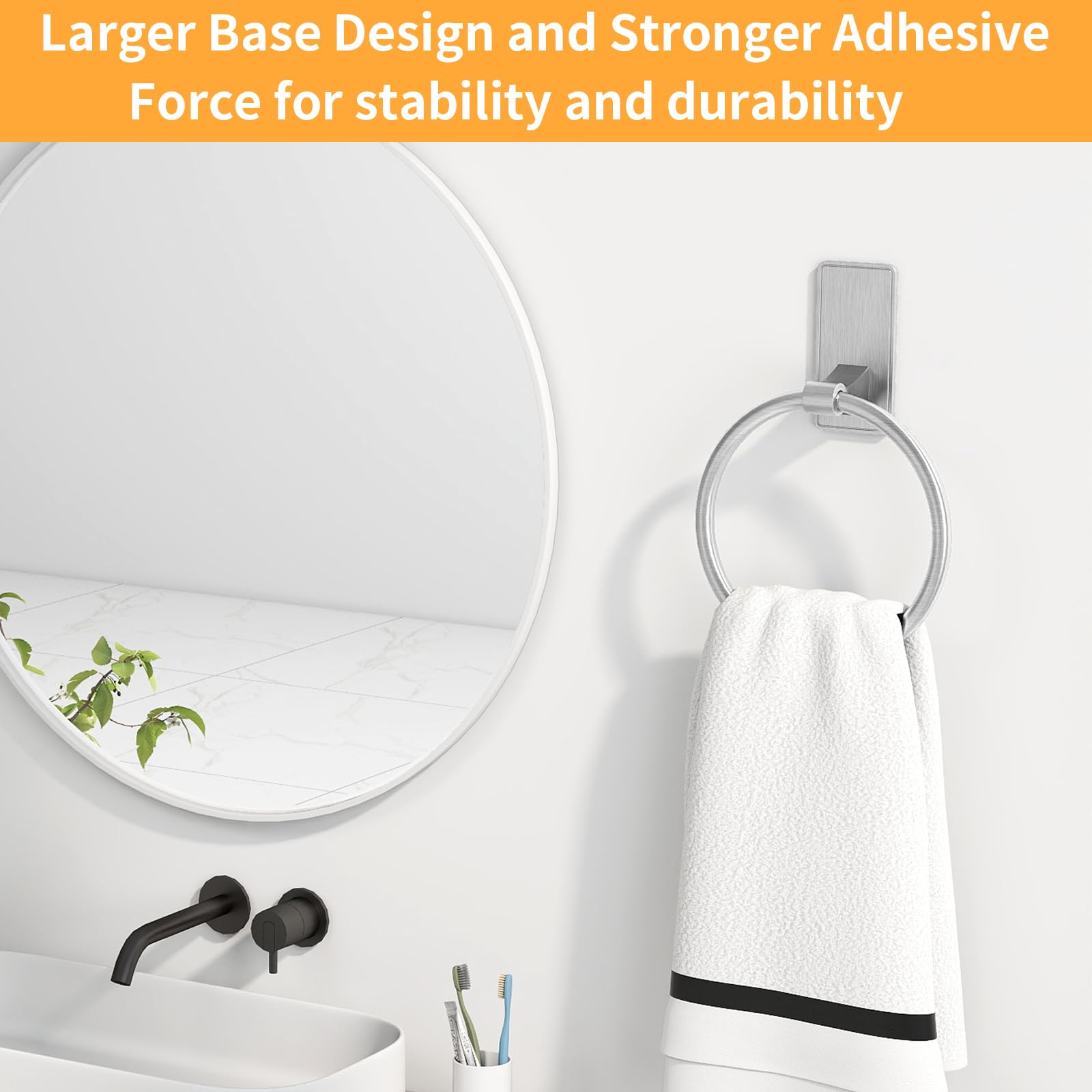 CHJgroup towel ring demonstrates 180-degree rotation for flexible towel hanging.