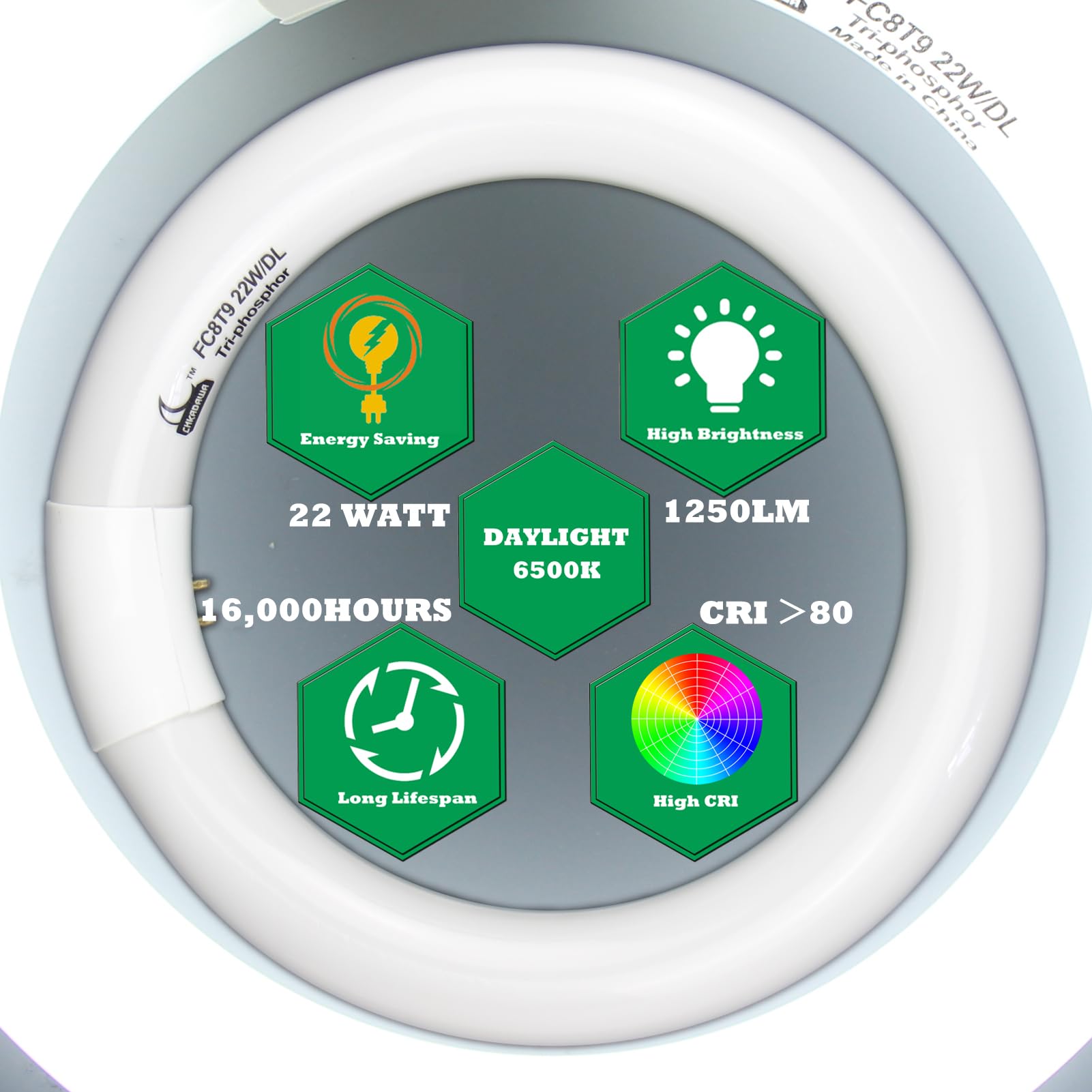 CHKADAWA 8-inch circline bulb installed in a ceiling fixture for even home illumination