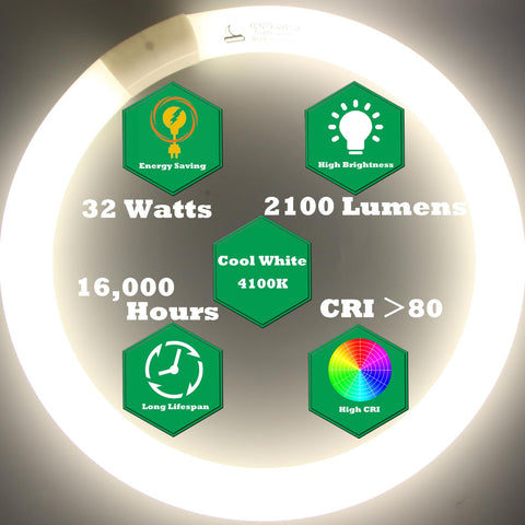 CHKADAWA fc16t9 16-inch 40W lightbulb providing bright cool white bath lighting.