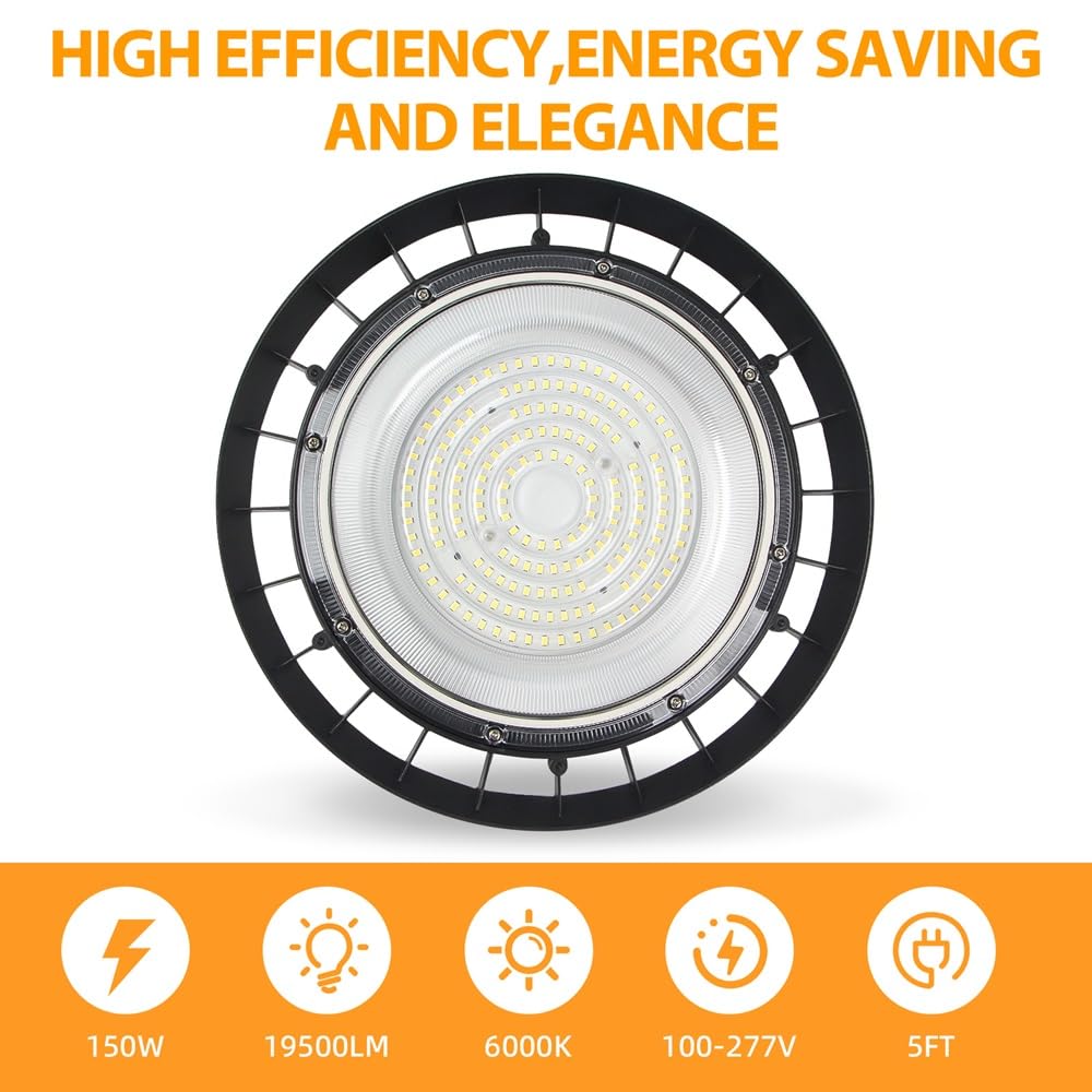 CHMLT LED High Bay Light includes pre-wired power cord and mounting hardware for quick install