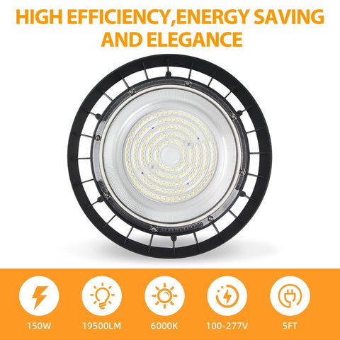 CHMLT LED High Bay Light includes pre-wired power cord and mounting hardware for quick install