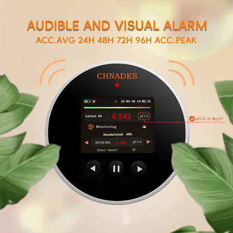 CHNADKS RM-65 audible alarm indicates elevated radon clearly