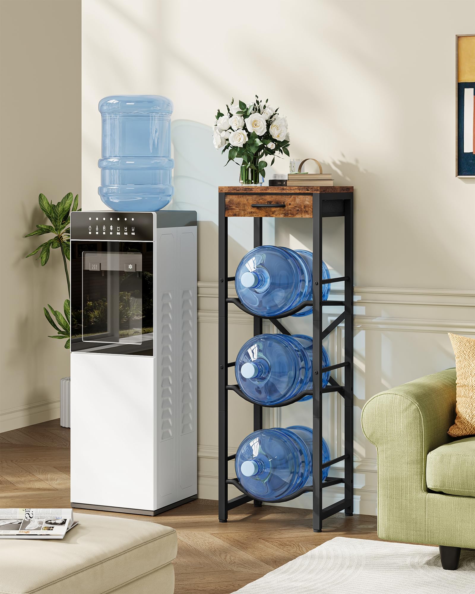 CHOEZON 3-tier shelf assembly side view shows stable elevated storage