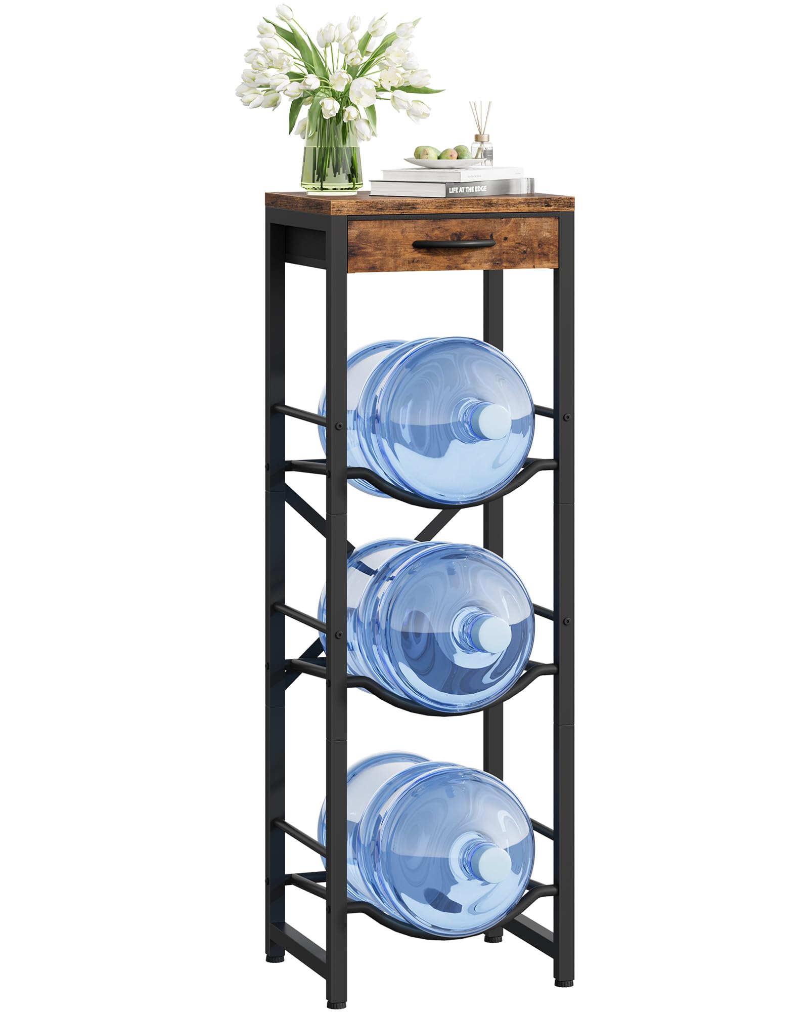 CHOEZON 5-Gallon jug holder front view highlights space-saving organization