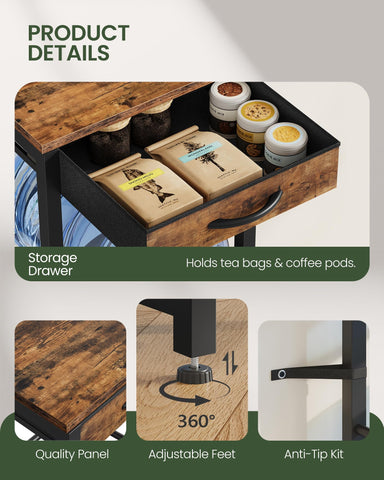 CHOEZON drawer for coffee cups and tea bags keeps essentials within reach