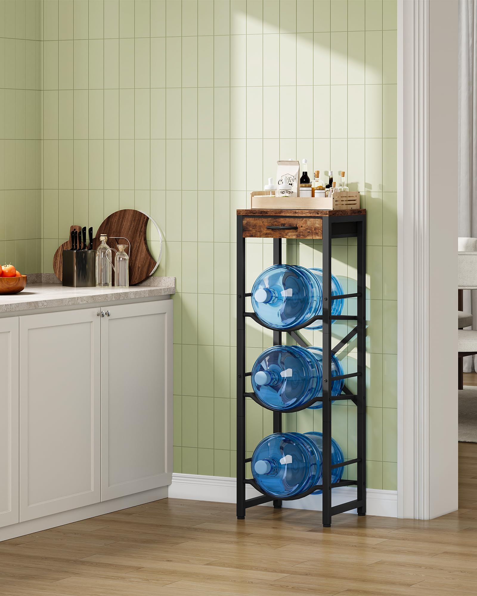 CHOEZON water jug holder side view demonstrates compact footprint for kitchens
