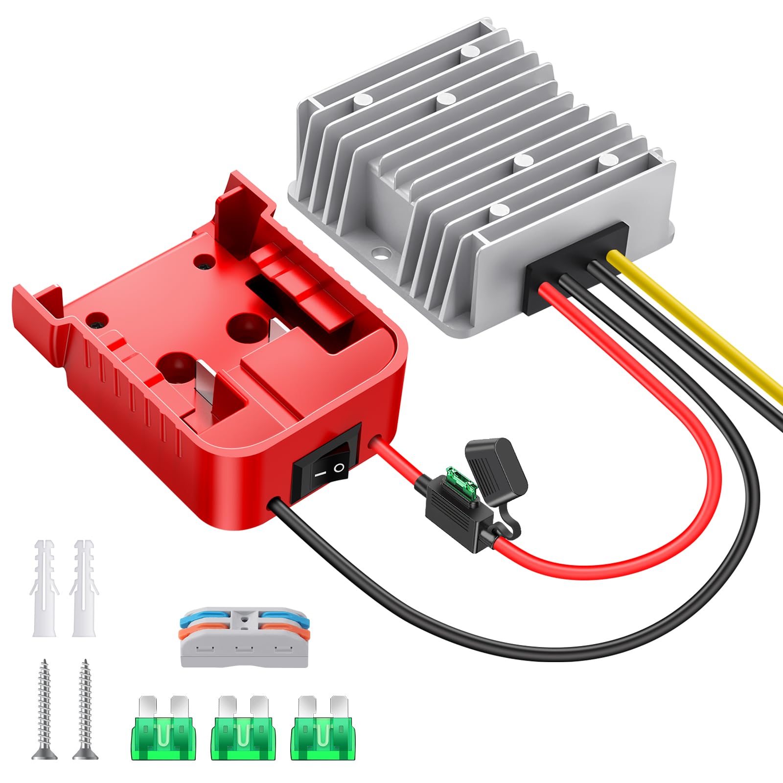 CHoiKWong Milwaukee M18 adapter closeup showing snug fit and durable ABS housing for outdoor use.
