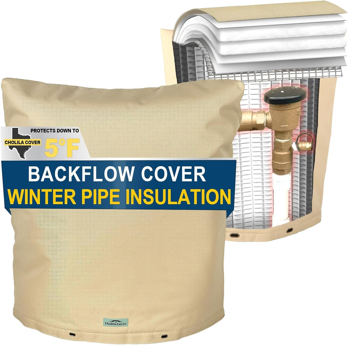 Cholila Cover backflow insulated cover shields outdoor pipes from freezing