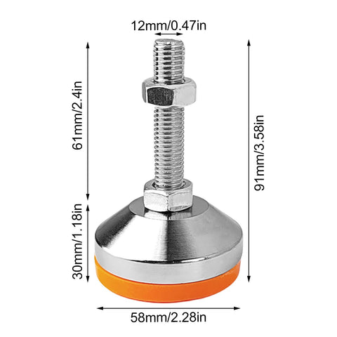 Choonjin leveling feet with M12 thread for secure mounting and easy height adjustment.