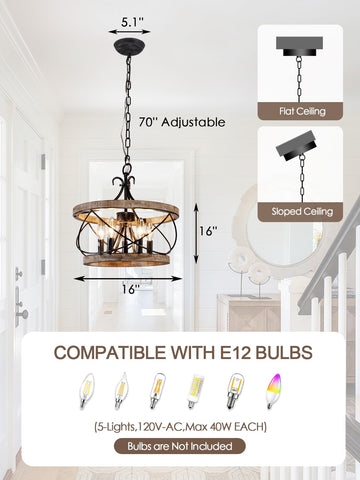 Chords Attic adjustable 70-inch chain accommodates various ceiling heights