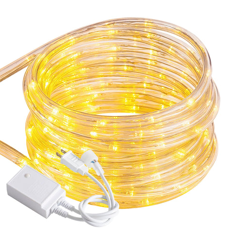 CHORLED rope lights outdoors showing seamless 150ft linkable length for pool and fence illumination