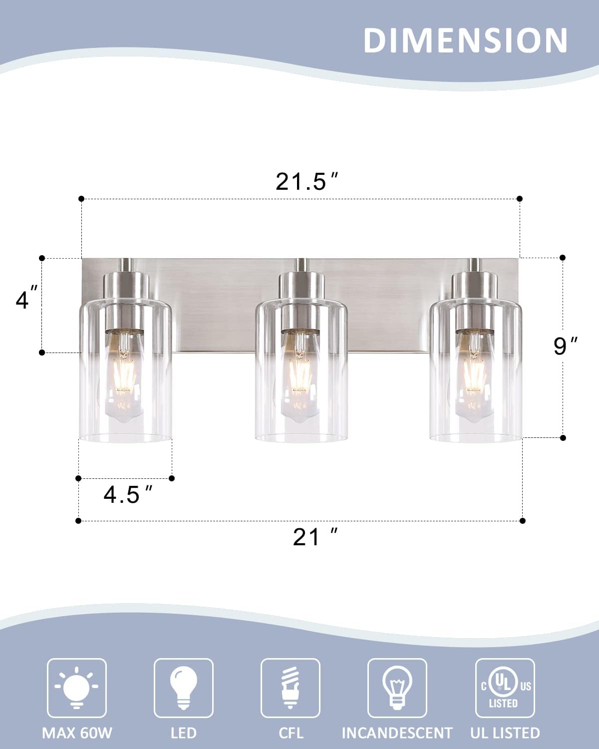 Chosenior brushed-nickel finish wall sconce complements modern decor.