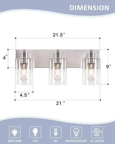 Chosenior brushed-nickel finish wall sconce complements modern decor.