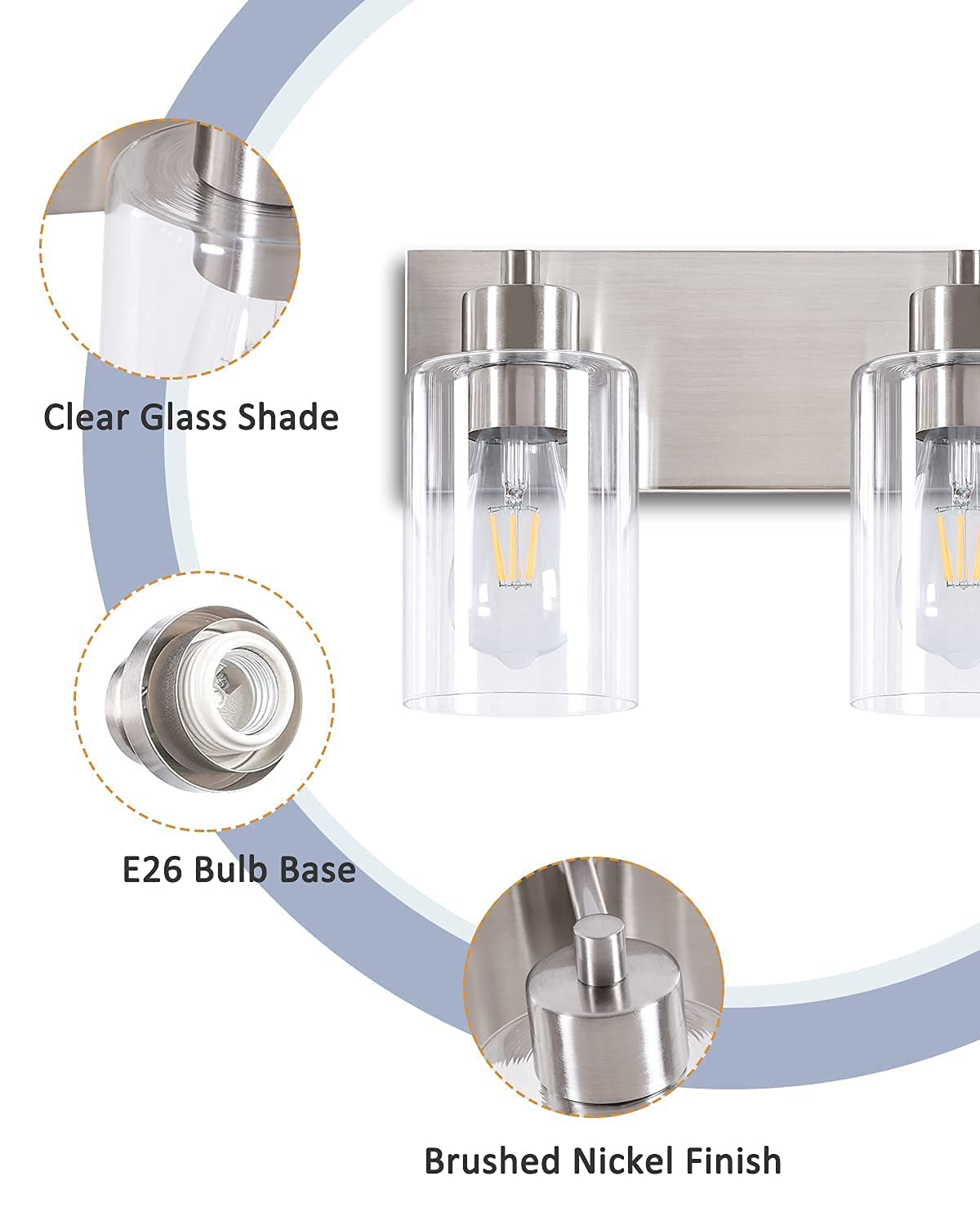 Chosenior stainless steel construction ensures durable bathroom wall light.