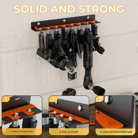 CHOWZZ garage wall mount air tool rack stores pneumatic tools on the wall