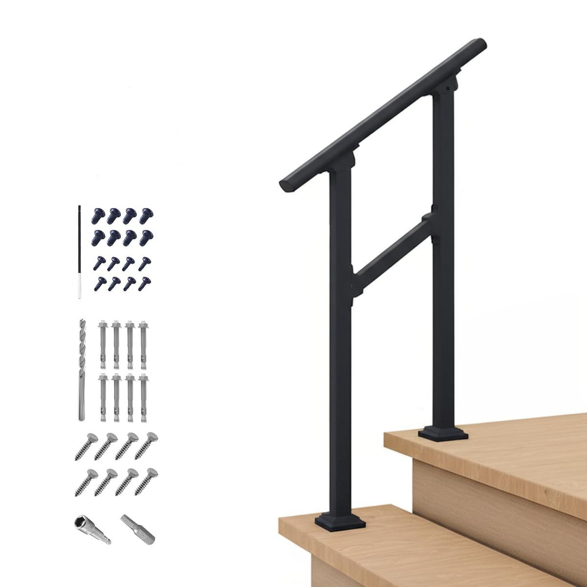 CHR CR Fence and Rail outdoor steps rail showcases sturdy iron construction for porch safety.