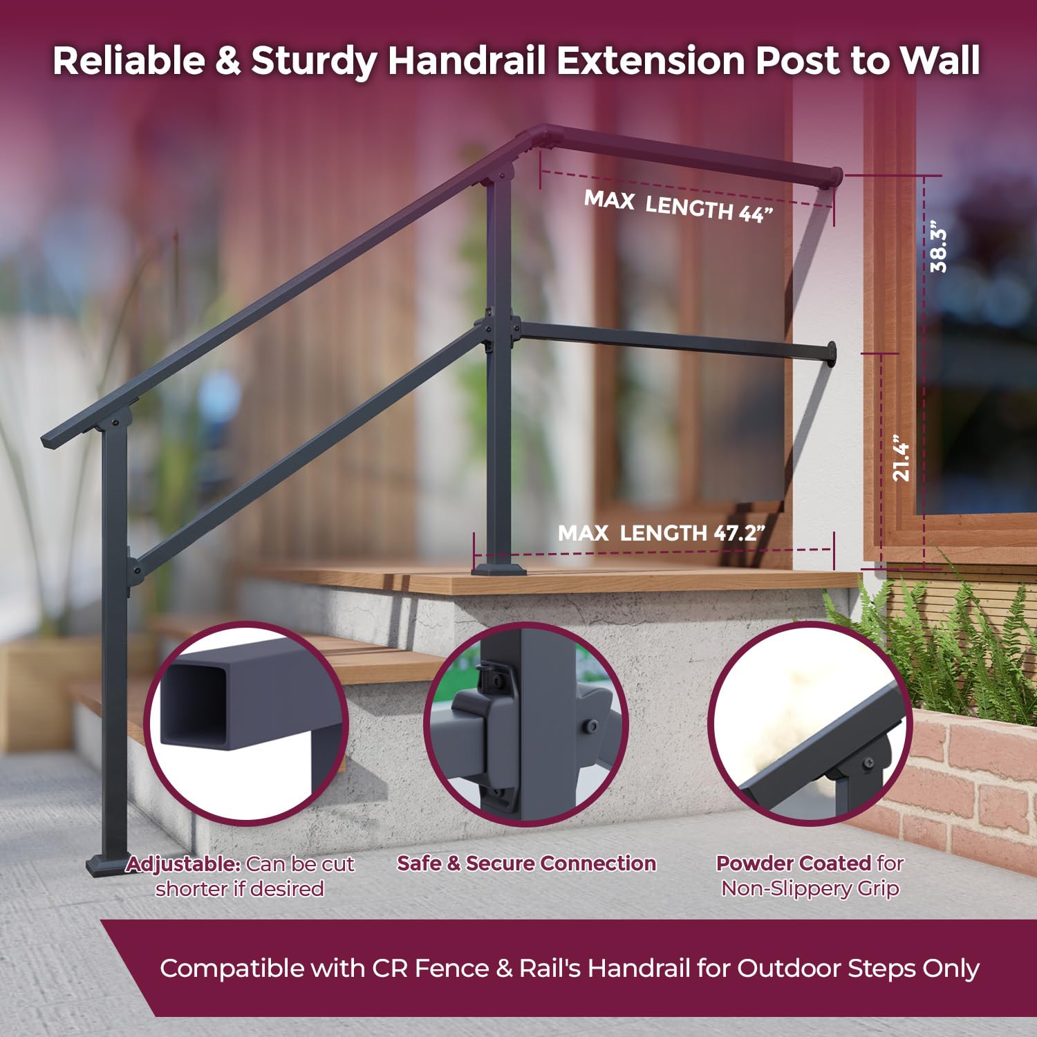 CHR outdoor steps kit showing complete extension setup for porches and decks