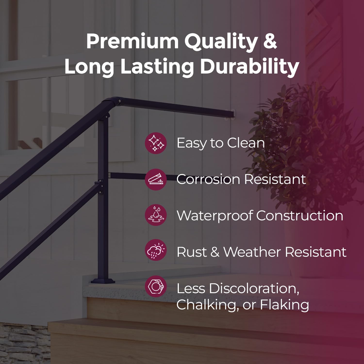 CHR rectangular top rail highlighting modern, clean railing aesthetic