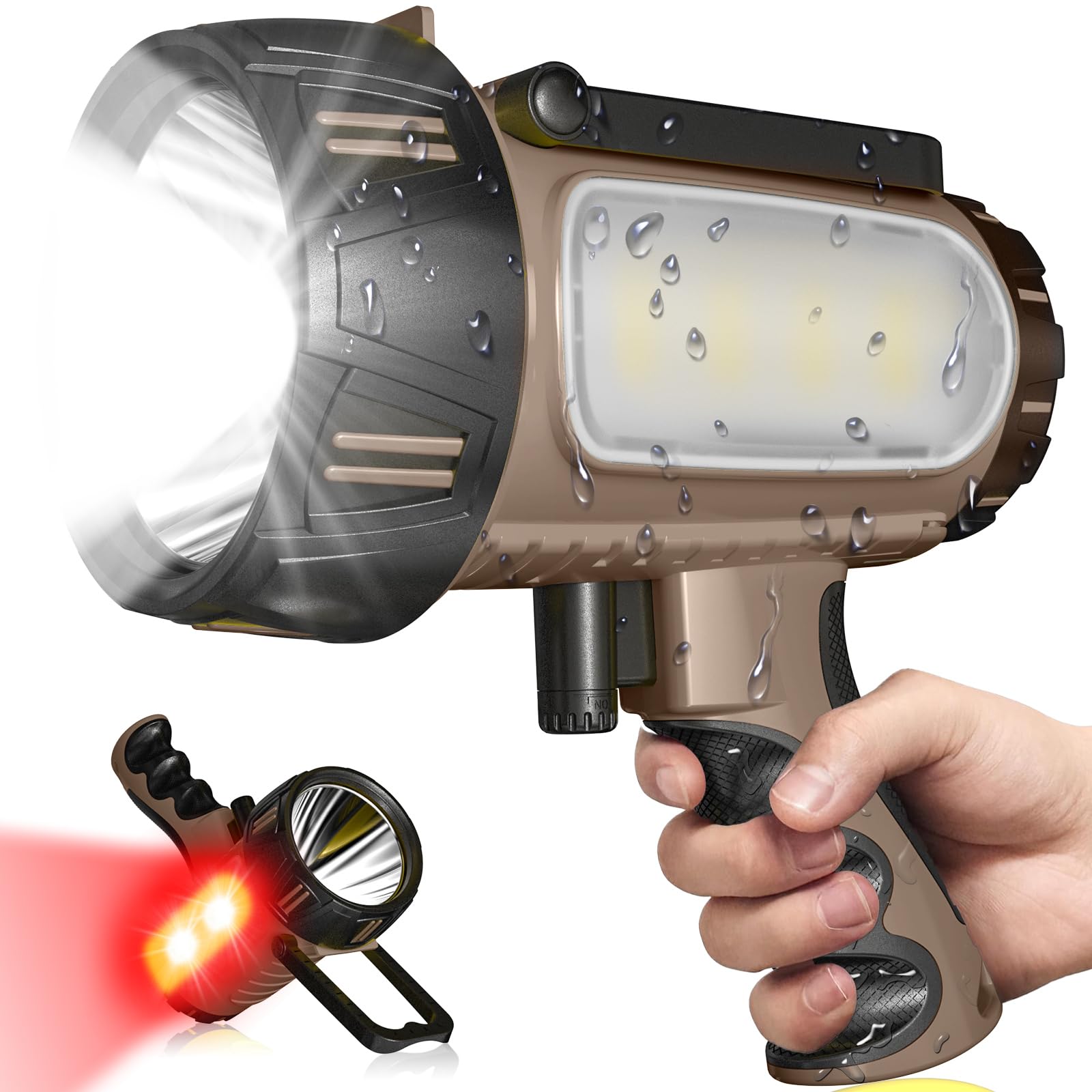 CHRMJERN 100000-lumen spotlight front view for long-range night clarity.