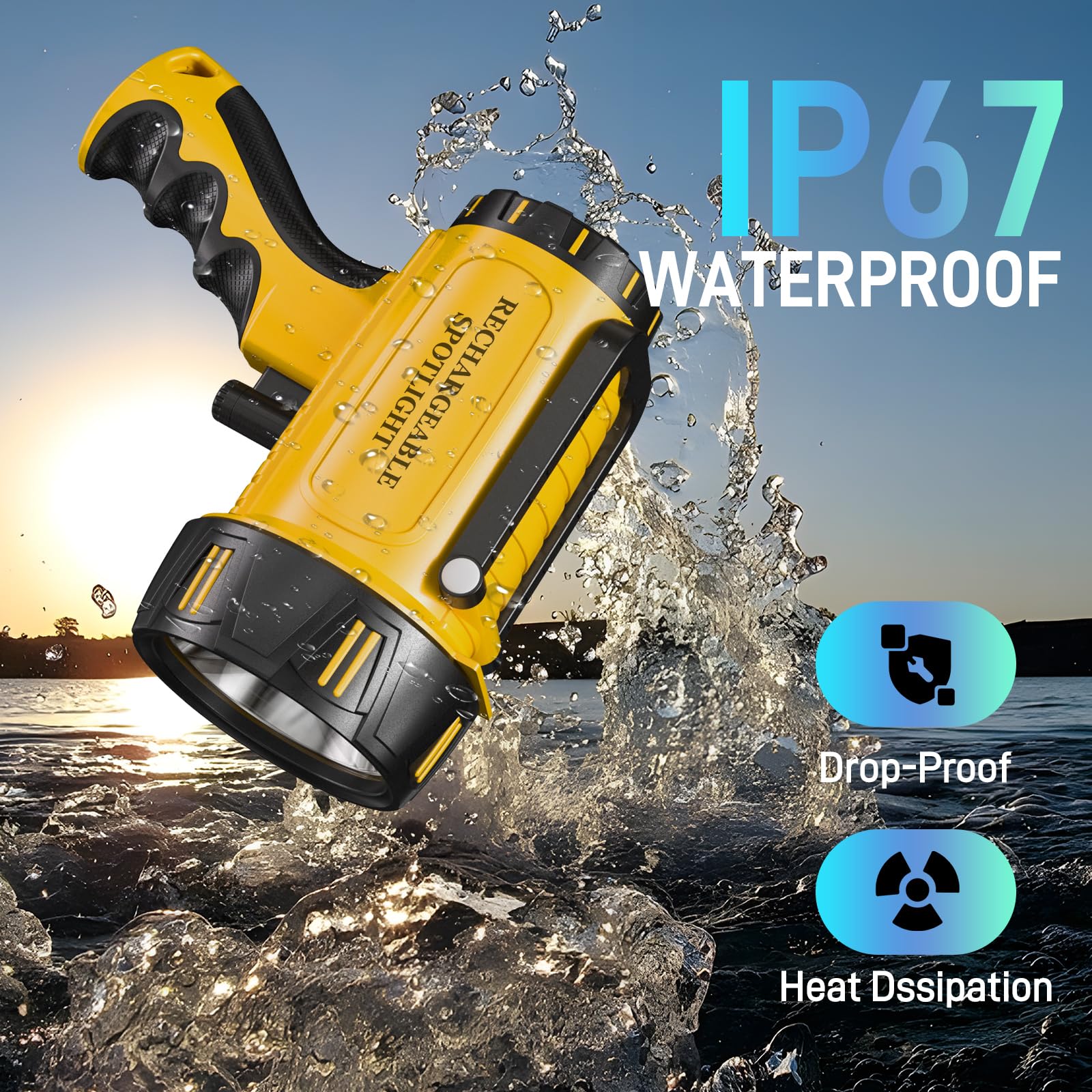 CHRMJERN spotlight IP67 durability protects against water and drops.