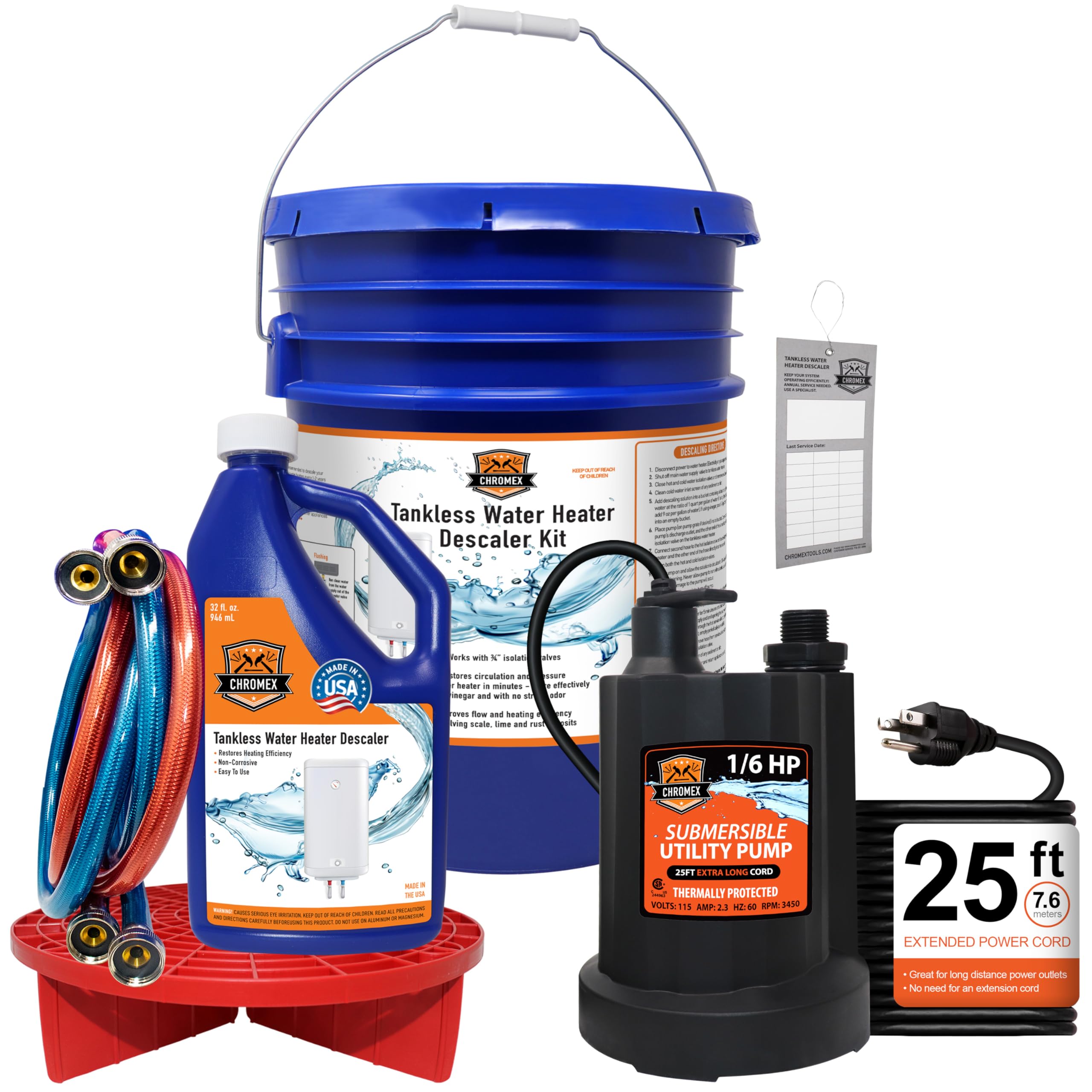 Chromex tankless flush kit contents for quick maintenance and longer heater life