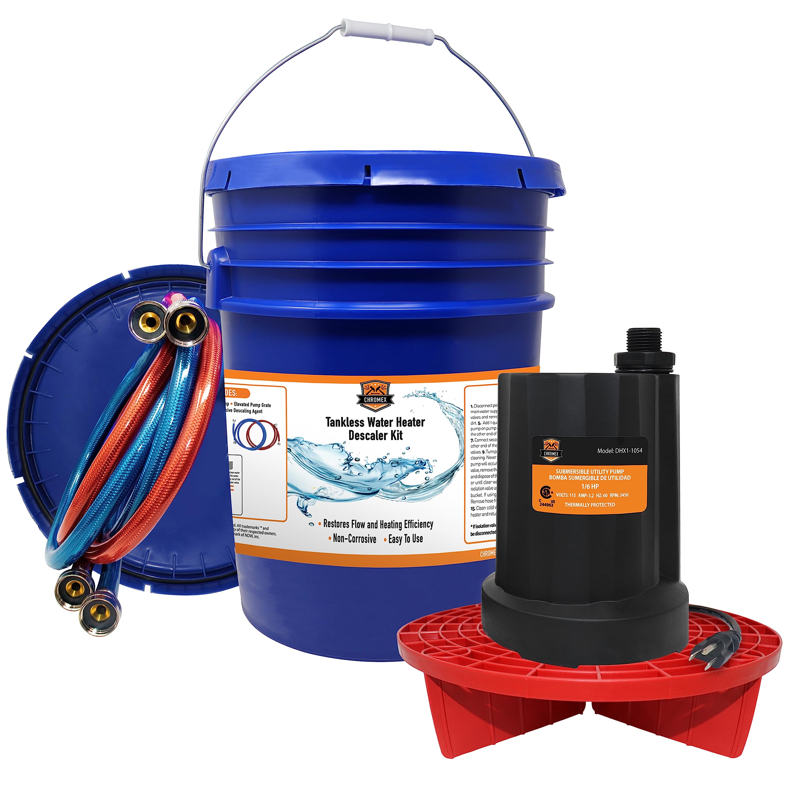 Chromex Tankless Heater Flush Kit setup for efficient descaling and maintenance.