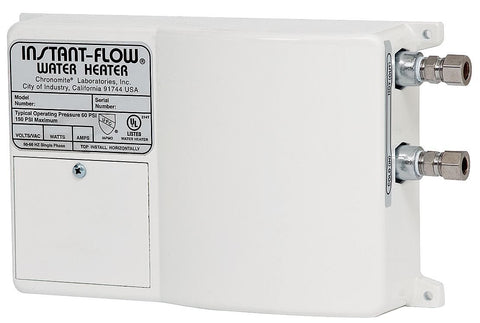 Chronomite SR-20L/208 under-sink tankless heater delivers quick on-demand hot water.