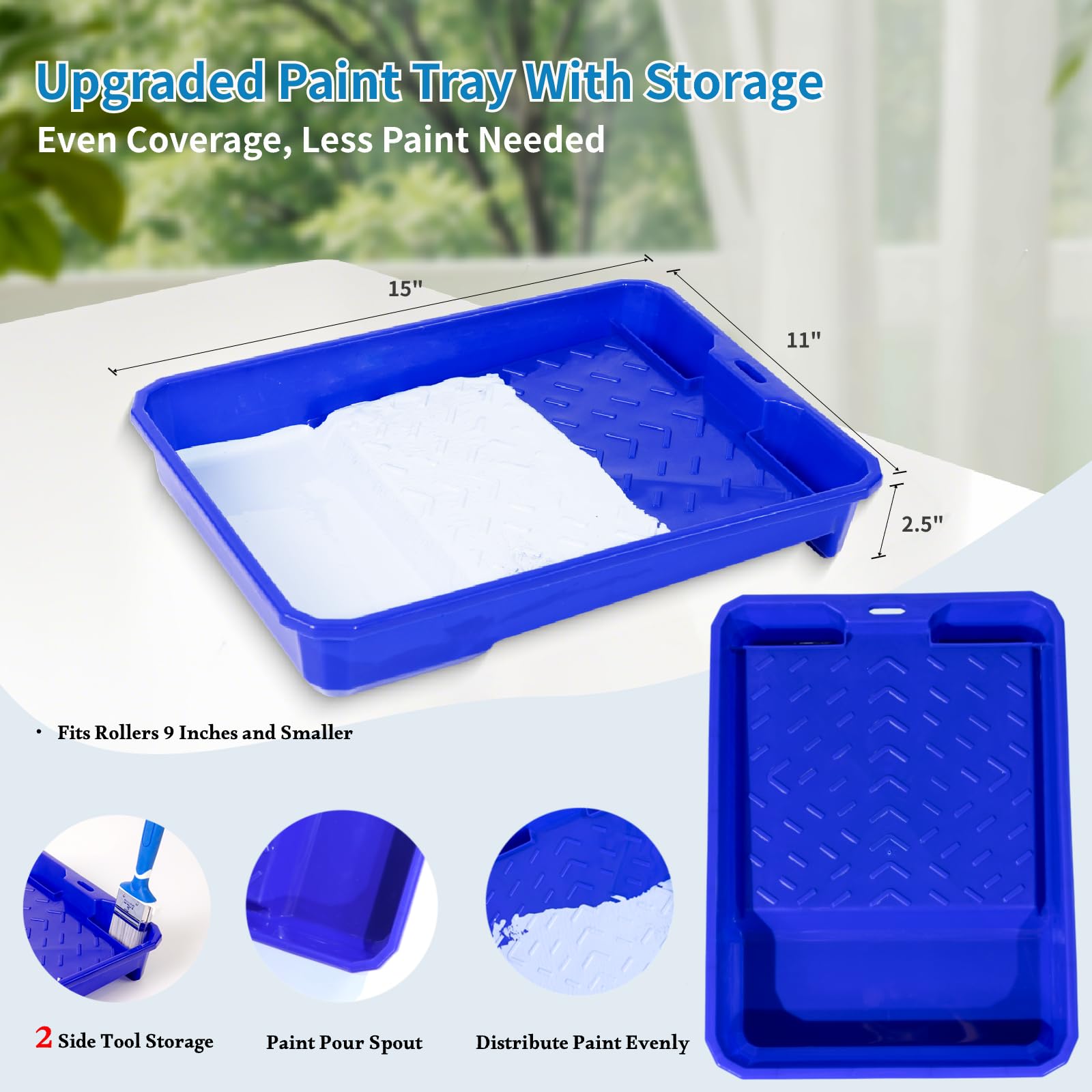 CHSCIENCE 11-inch paint tray with side storage keeps tools organized.