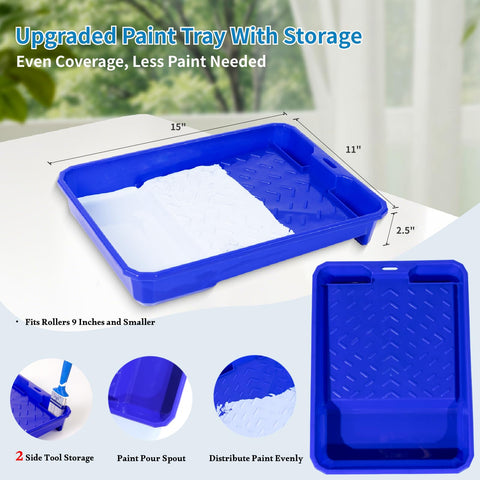CHSCIENCE 11-inch paint tray with side storage keeps tools organized.