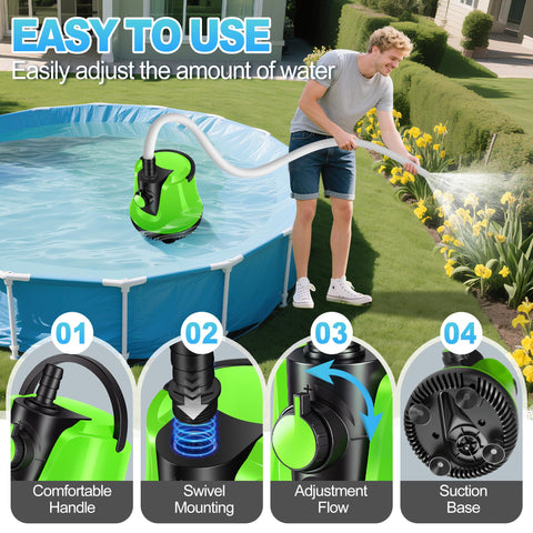 Chsuiwe pump includes four adapters for flexible hose setups.