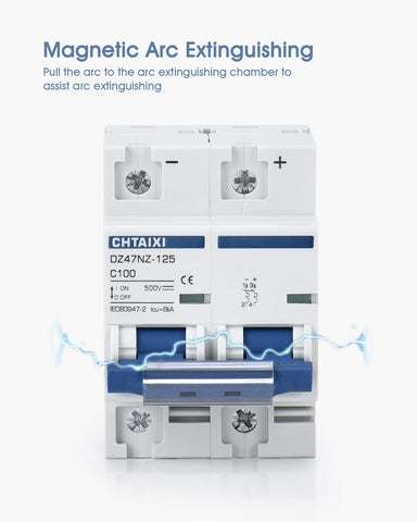 CHTAIXI DC MCB 2P 500V arc extinguishing system aids safe switching