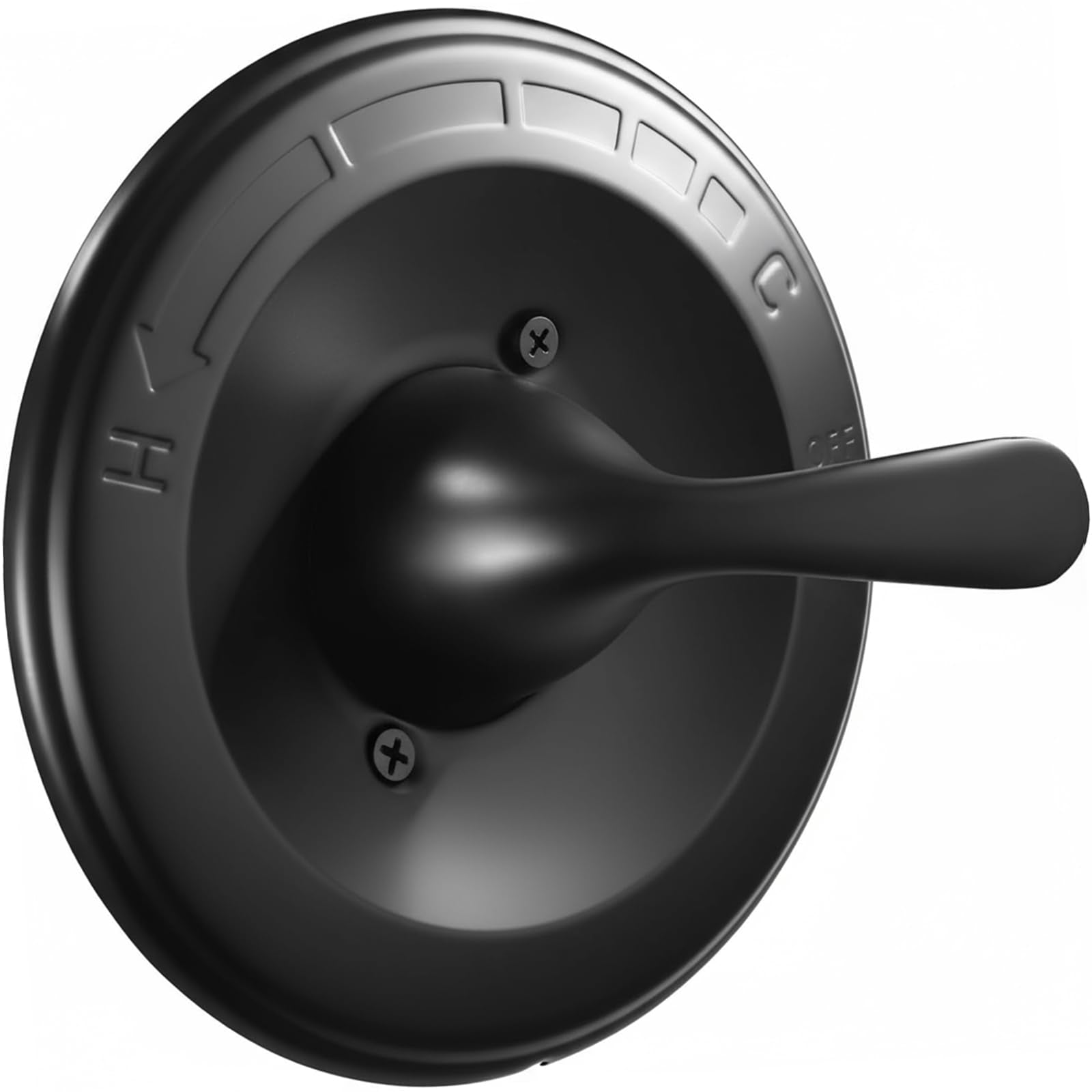 Chufa Delta 13/14 matte black trim front view enhances bathroom style.