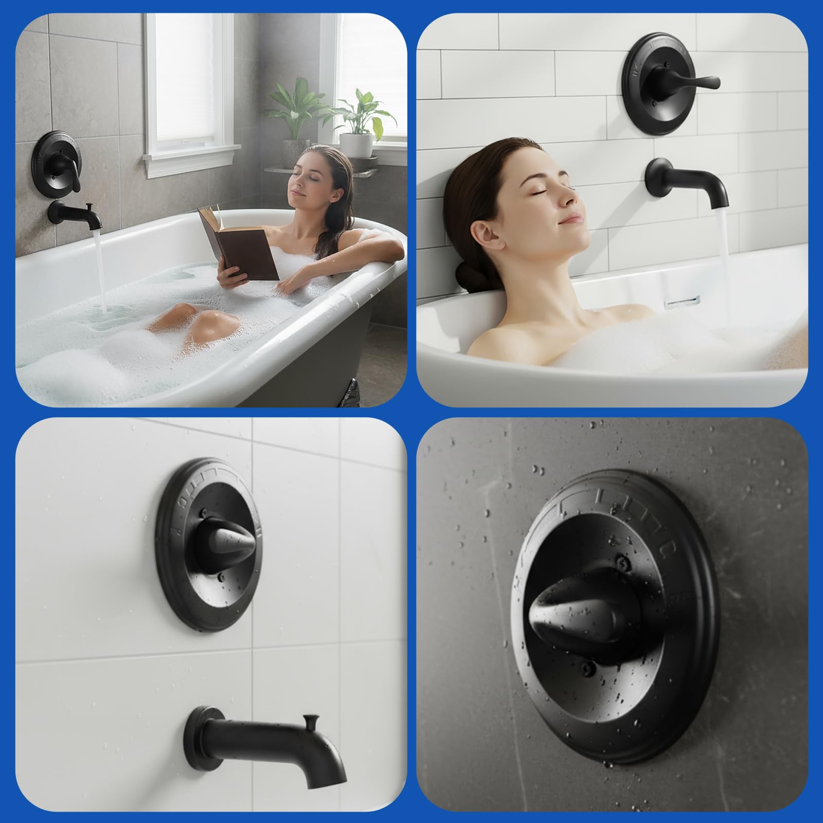Chufa universal shower trim matte black packaging signals ready-to-install kit.