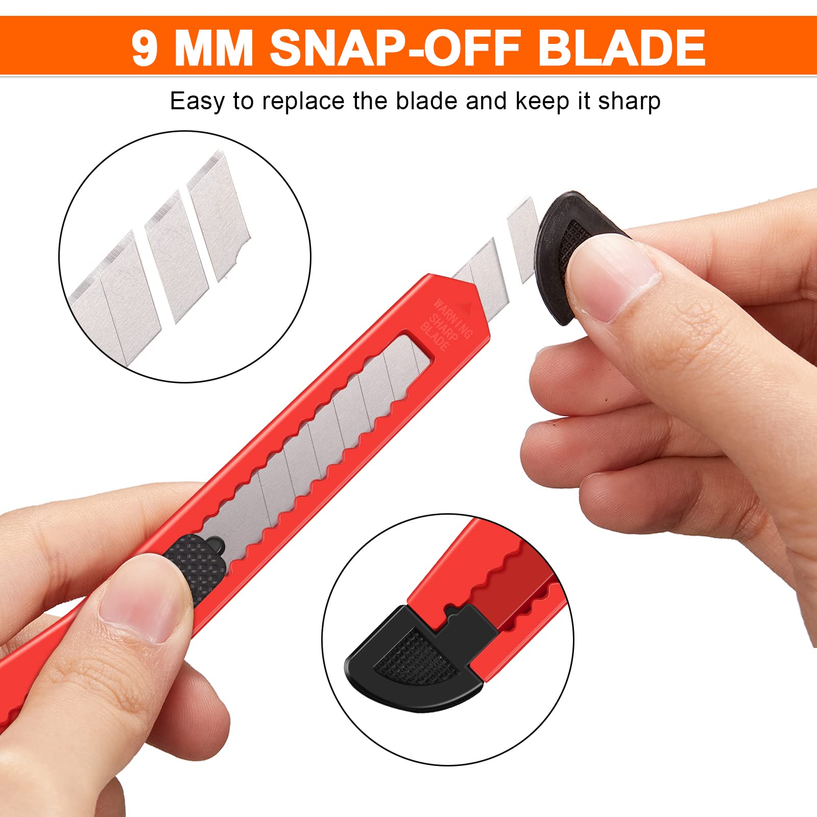 Chumia box cutter safety lock closeup keeps blade secure
