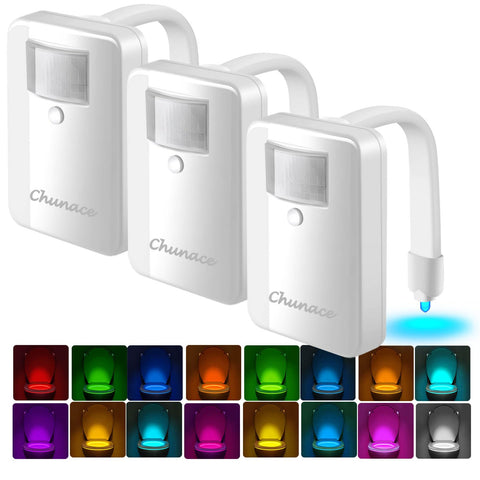 Chunace toilet night light with motion sensor illuminates paths at night