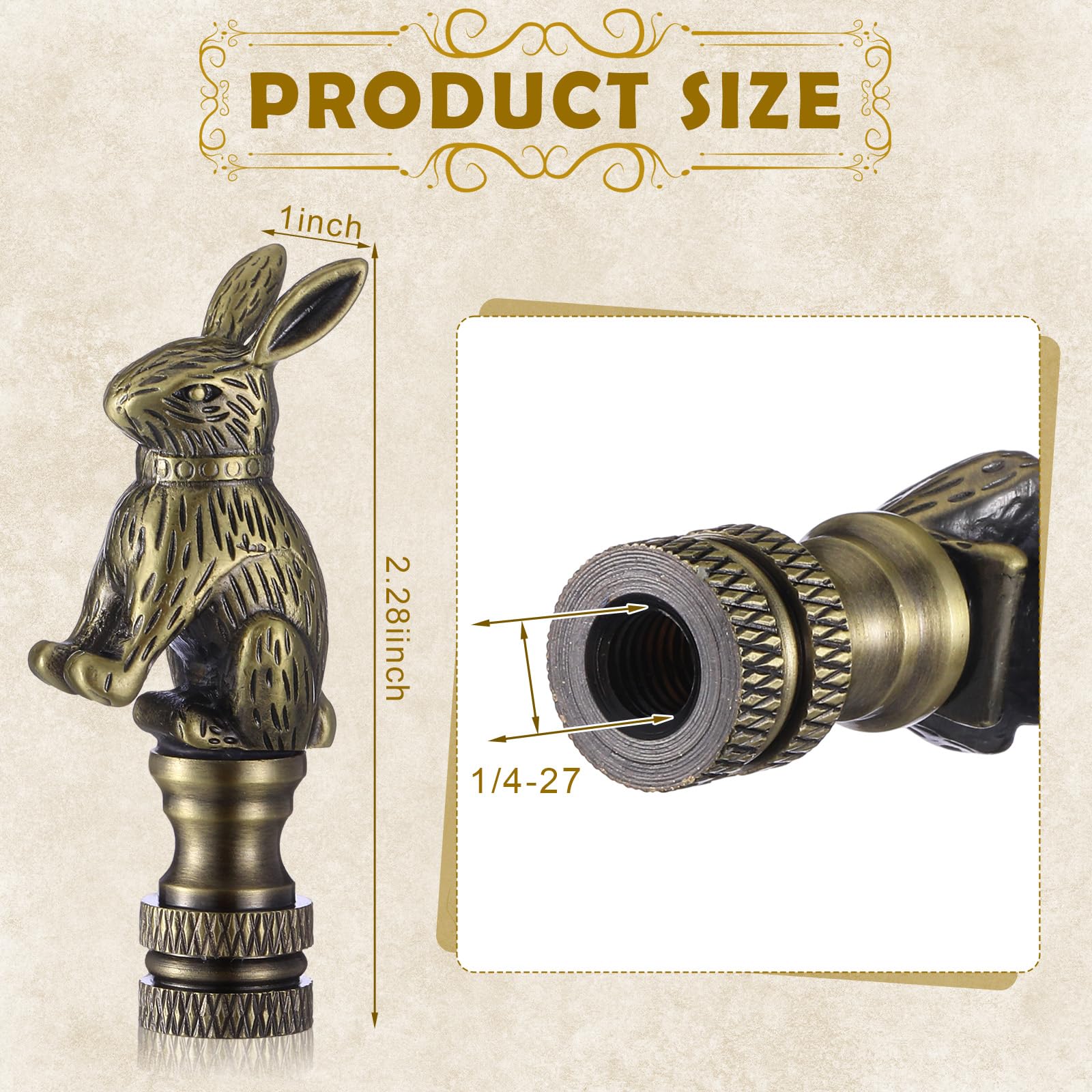 Chunful antique bunny finial on lampshade elevates retro style.
