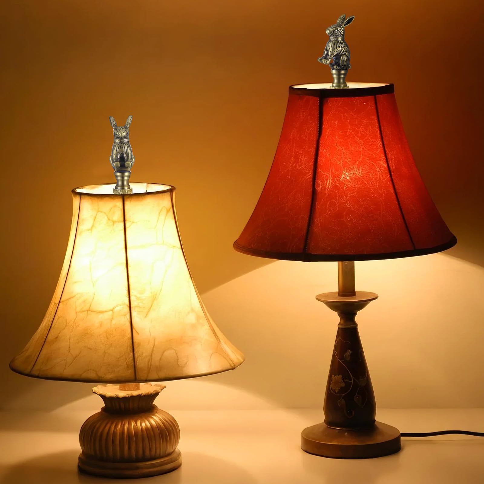 Chunful bunny shade decor finial enhances living room ambiance.