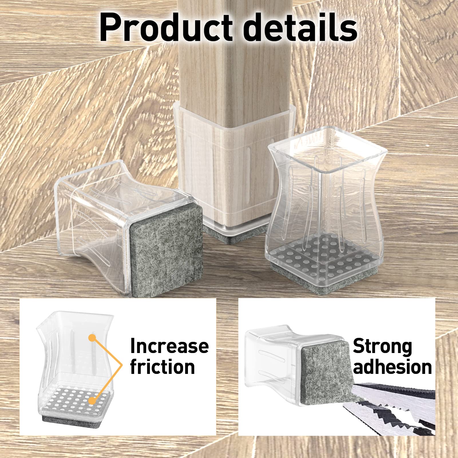 CHWM 1.6mm-thick silicone leg protector, flexible and durable for hardwood floors